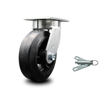 Service Caster 6 Inch Kingpinless Rubber on Steel Wheel Swivel Caster with Swivel Lock SCC SCC-KP30S620-RSR-BSL